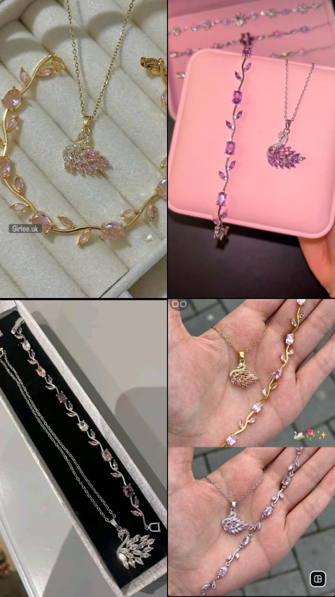 Deal#..Swan pandent+tulip bracelet